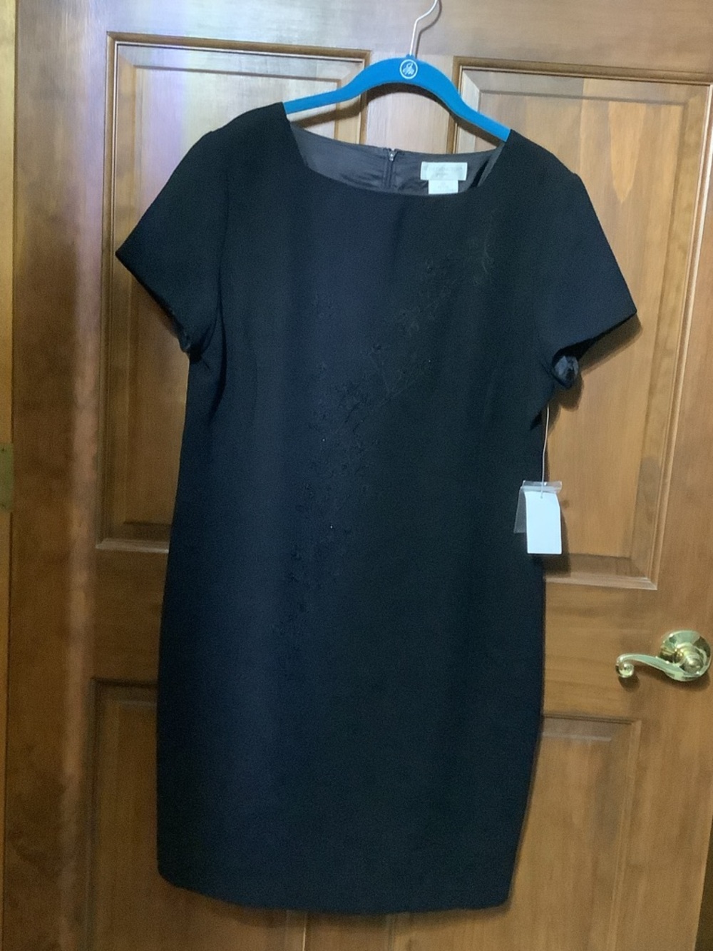 Worthington Black Short-Sleeve Mini Shift Dress